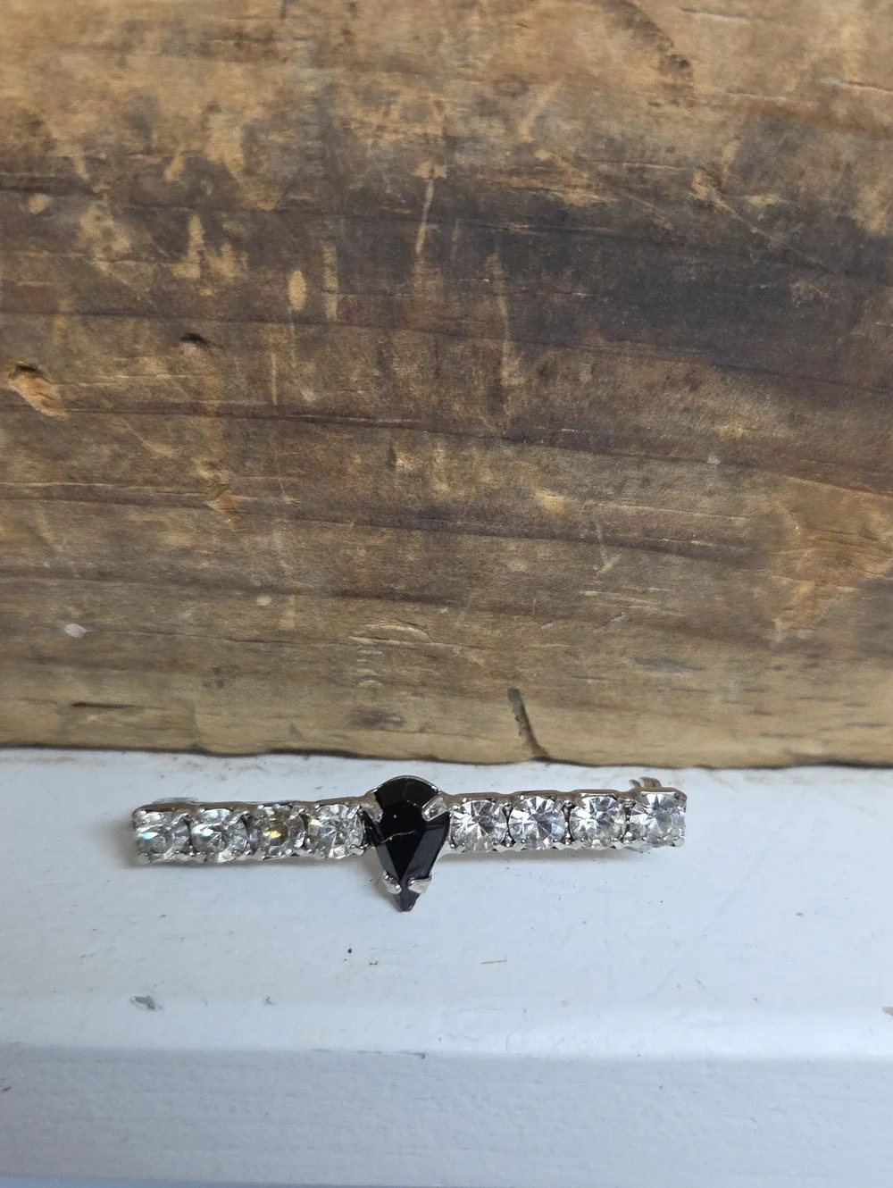 Vintage Rhinestone Bar Brooch